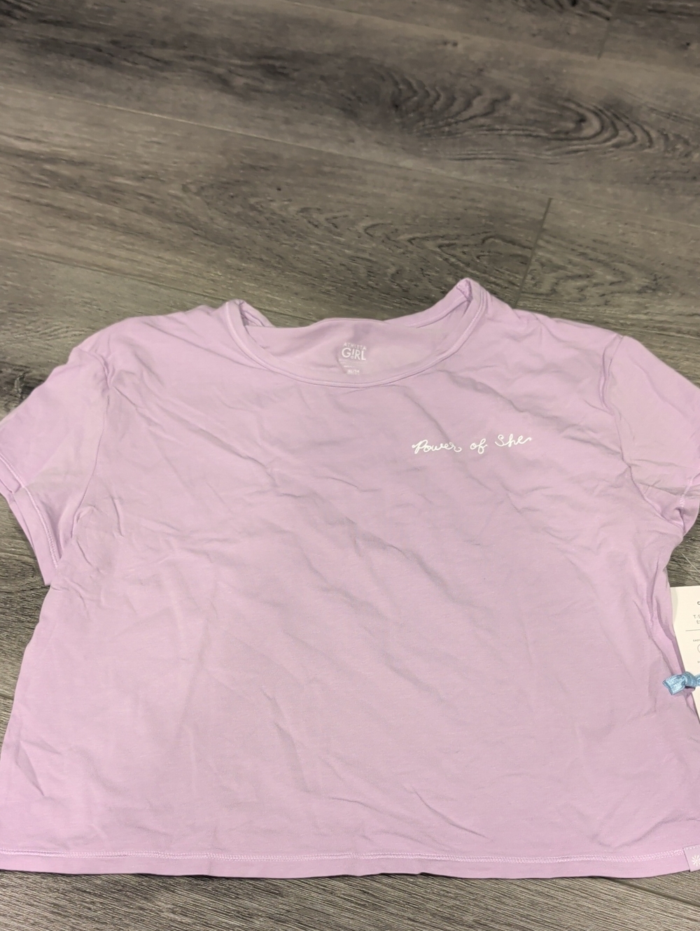 Athleta Lavender 'Power of She' Short Sleeve Cropped Tee